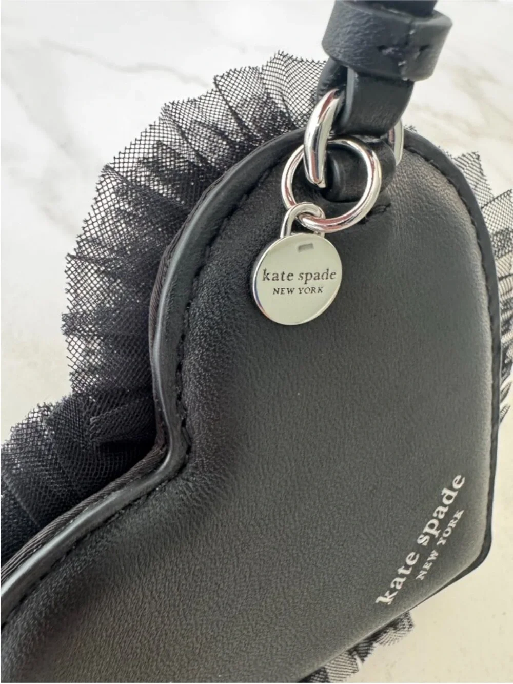 kate spade Black Heart Charm with Tulle Trim